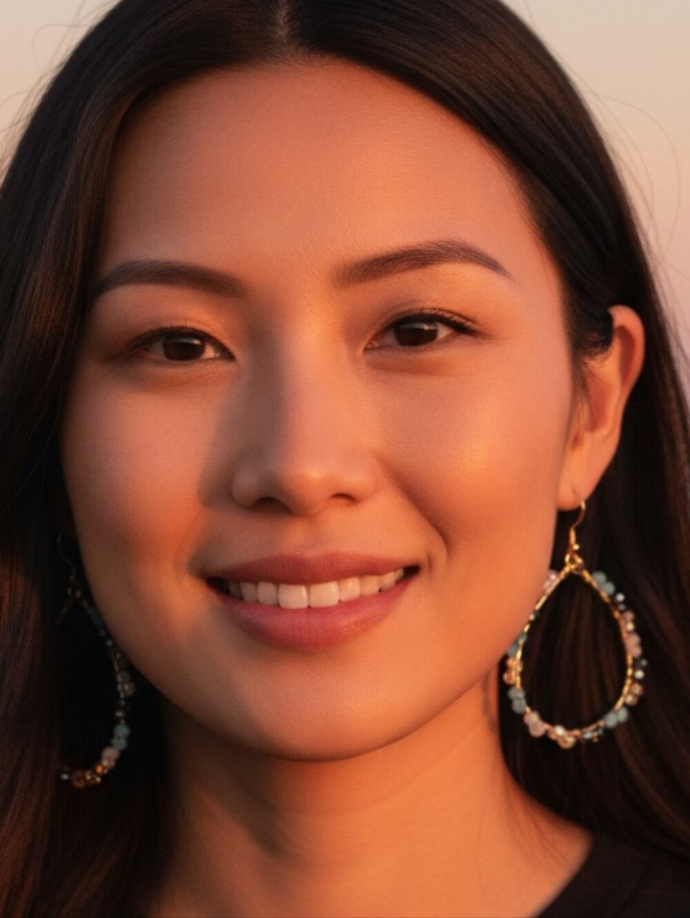 Dainty Gold Hoop Beaded Drop Earrings - Multicolor 2.5" Long